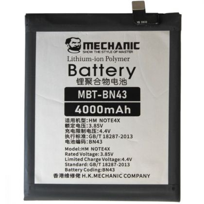 акумулятор mechanic bn43 4000 mah xiaomi redmi note 4x / redmi note 4 global snapdragon version
