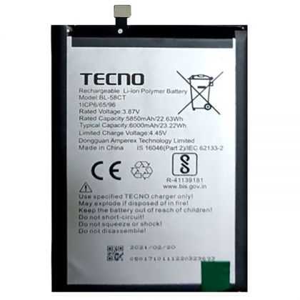 акумулятор tecno bl-58ct spark 7, 6000 mah [original prc] 12 міс. гарантії