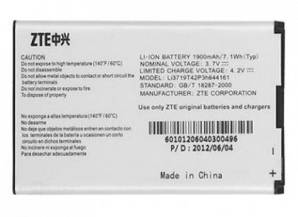 акумулятор zte li3719t42p3h644161 (t82, v8000, wifi router mf80) 1900 mah [original prc] 12 міс. гарантії