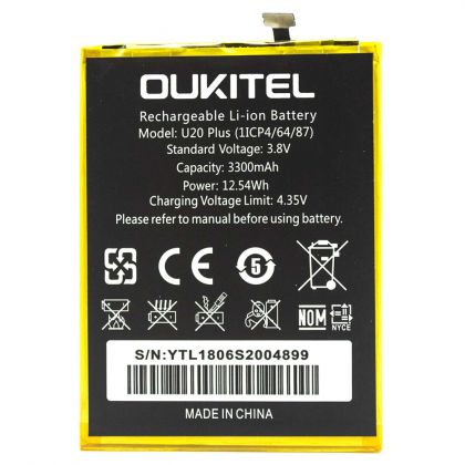 акумулятор oukitel u20 plus 3300 mah [original prc] 12 міс. гарантії